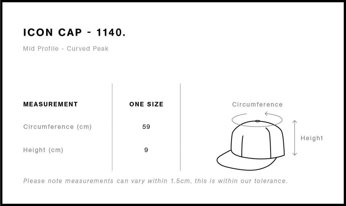Size guide for PepTalk Logo Navy | Icon Hat