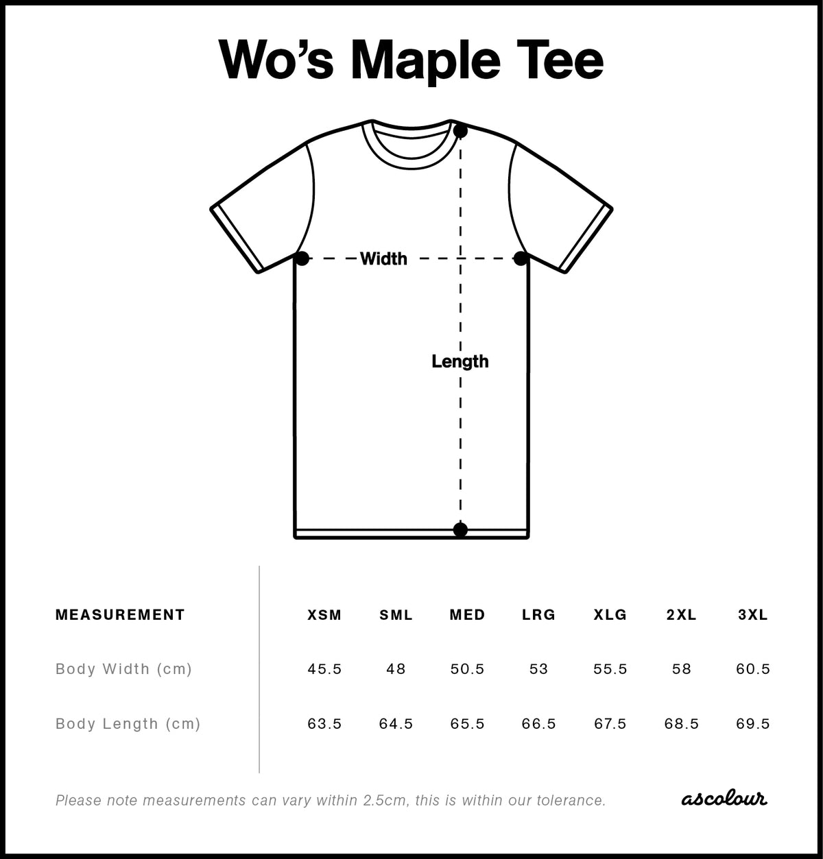 Size guide for PepTalk “Say What Matters” (Women’s Fit) | PepTalk Maple Tee
