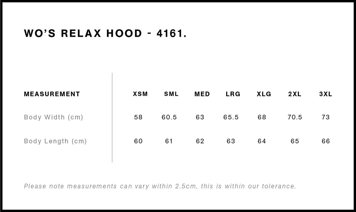 Size guide for "Say What Matters" Navy (Women’s Fit) | PepTalk Relax Hood