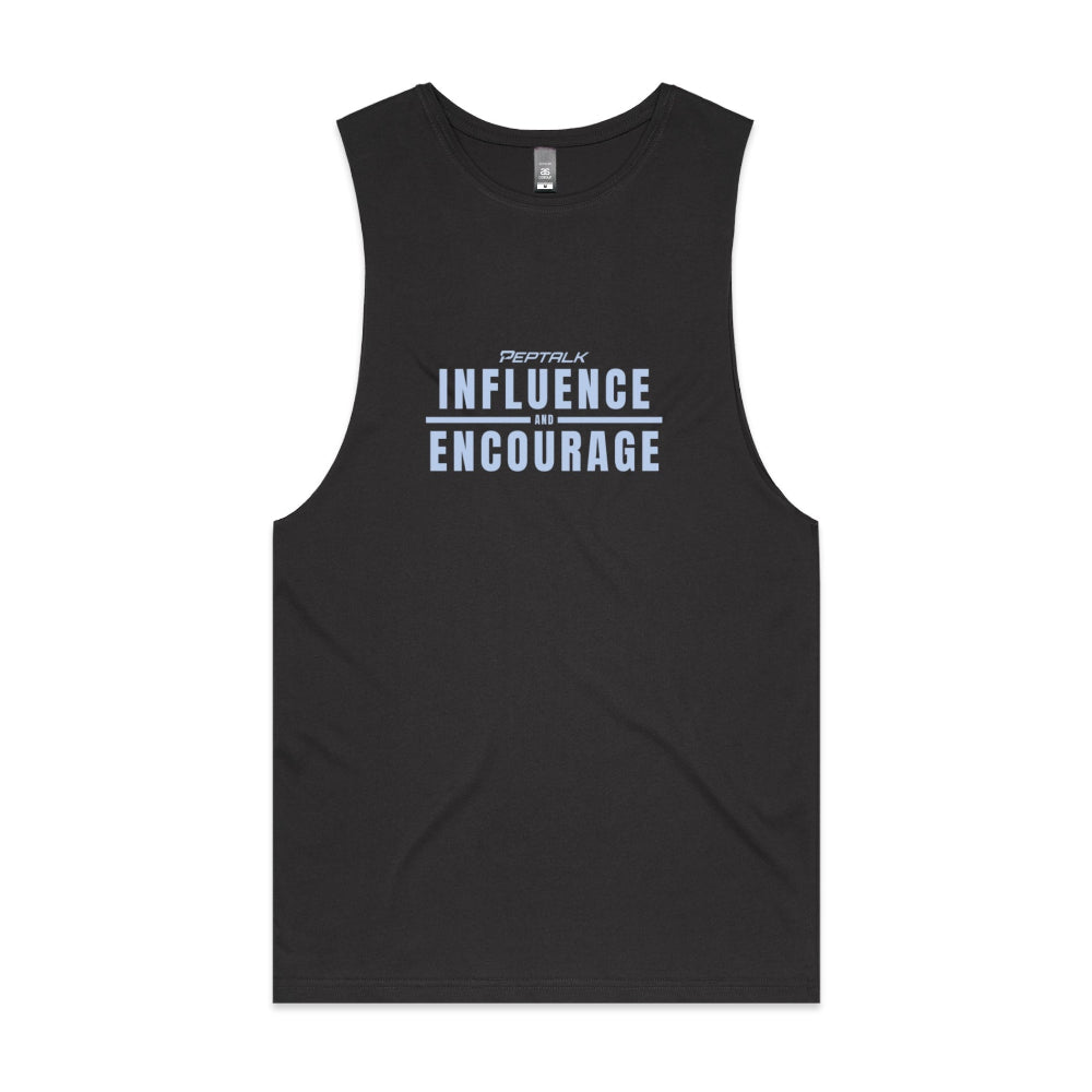 Coal men's tank top with "Influence and Encourage" design