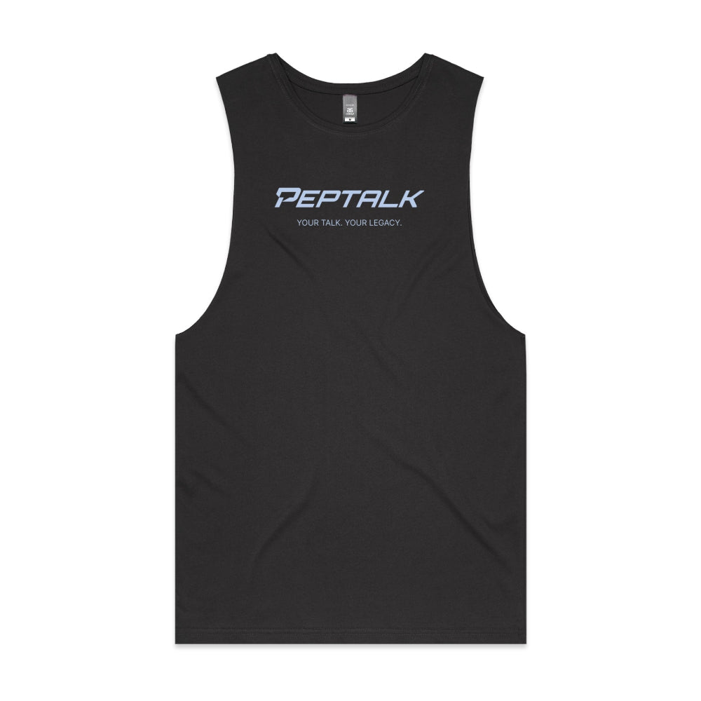 Coal men's tank top with PepTalk "Your Talk Your Legacy" design