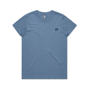 Carolina blue women's shirt with PepTalk logomark