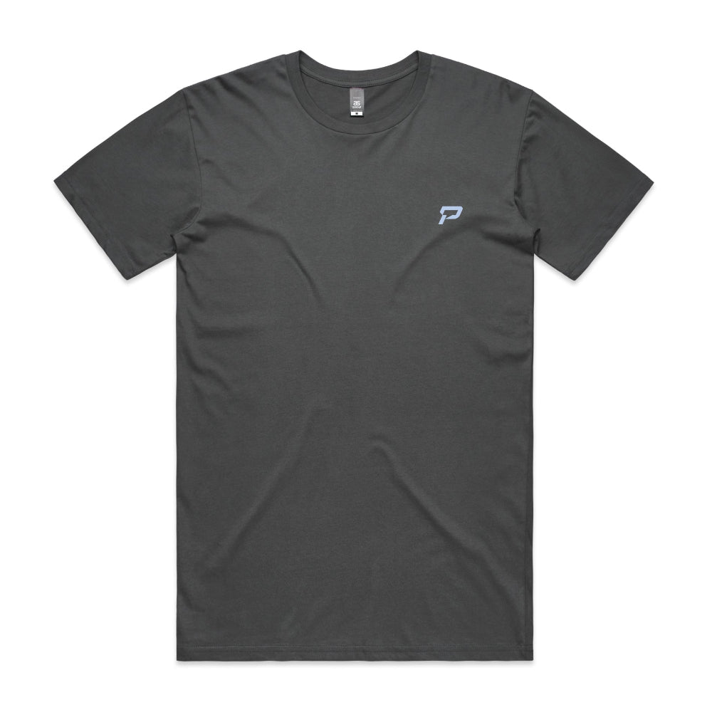 Charcoal colour men's shirt with PepTalk logomark