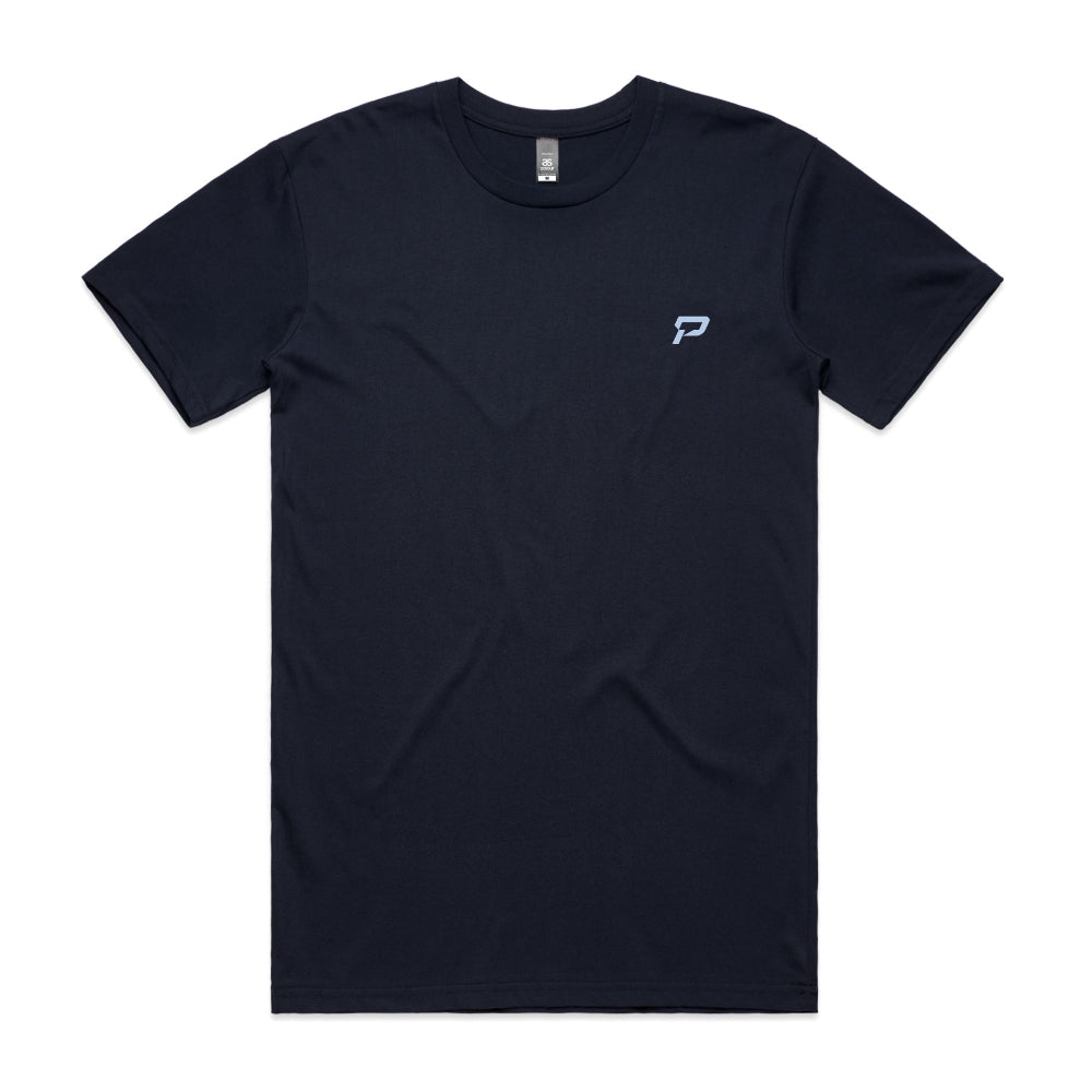Navy men's shirt with PepTalk logomark