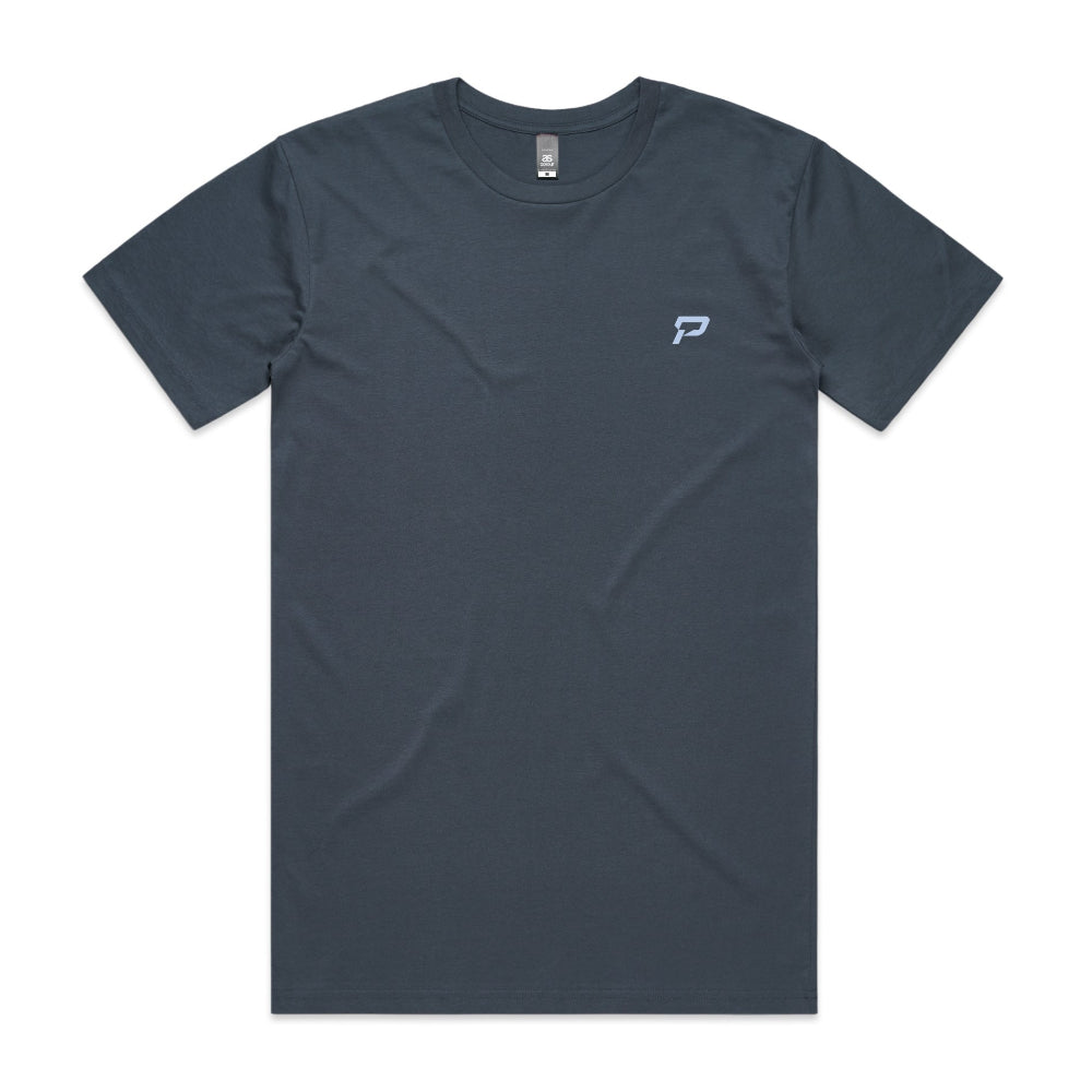 Petrol blue men's shirt with PepTalk logomark