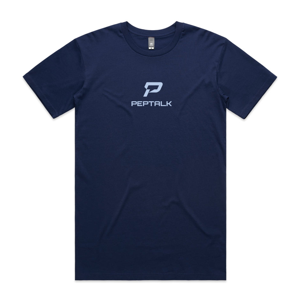 Cobalt men's shirt with PepTalk portrait logo at the centre