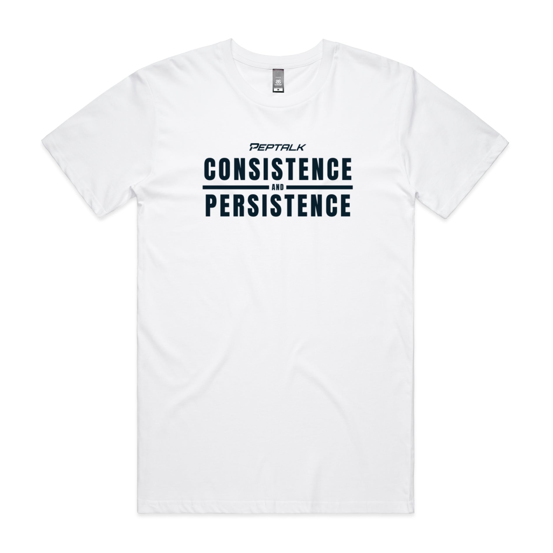 White men's shirt with Consistence and Persistence design
