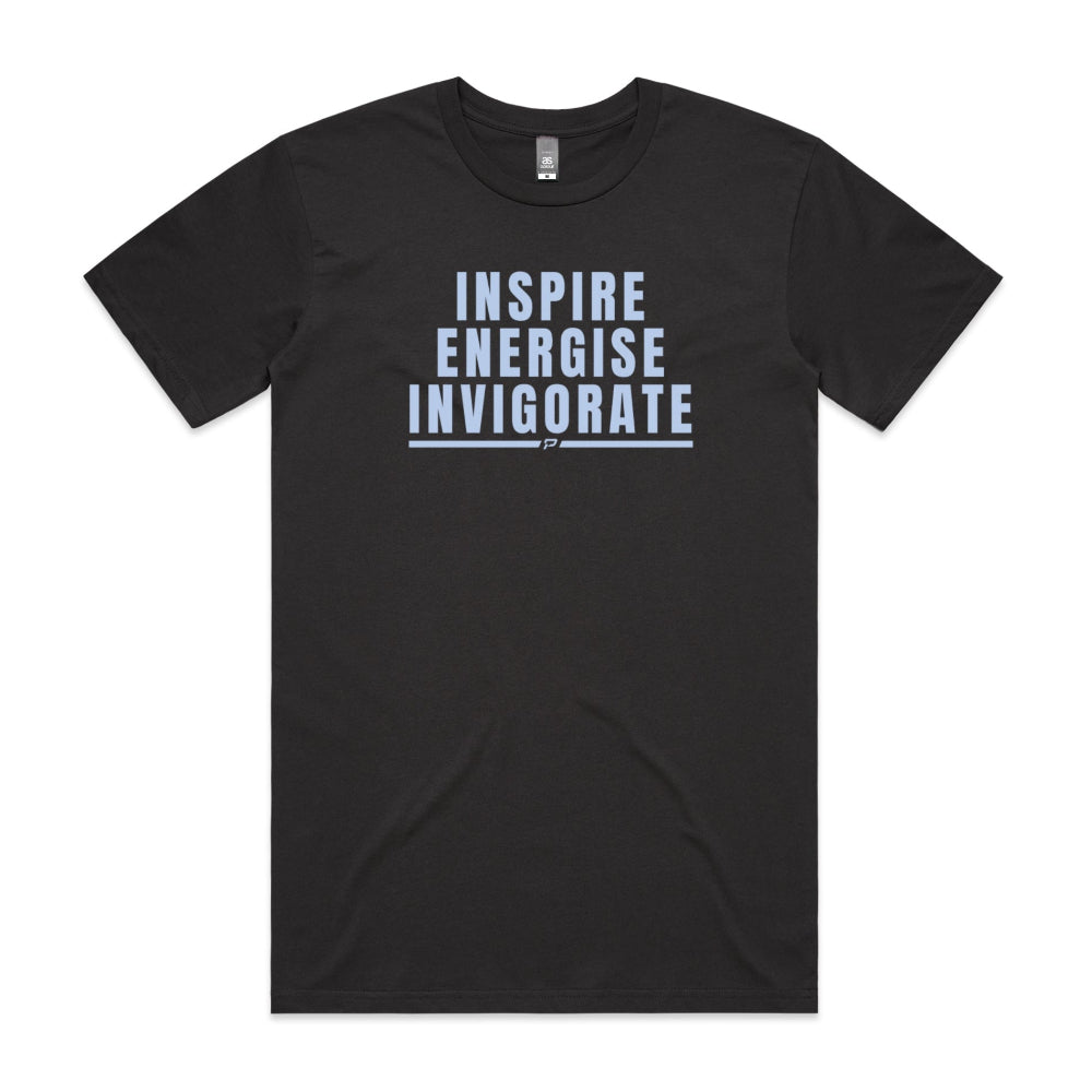 Coal men's shirt with "Inspire Energise Invigorate" desig