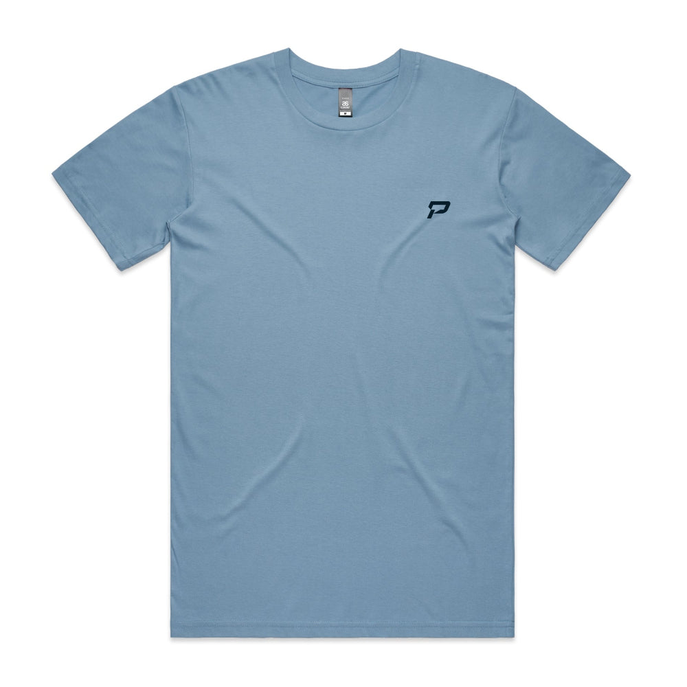 Carolina blue men's shirt with PepTalk logomark