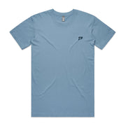 Carolina blue men's shirt with PepTalk logomark