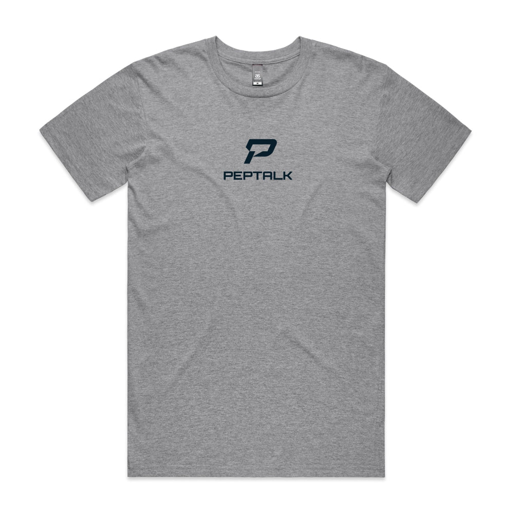 Grey marle men's shirt with PepTalk portrait logo at the centre