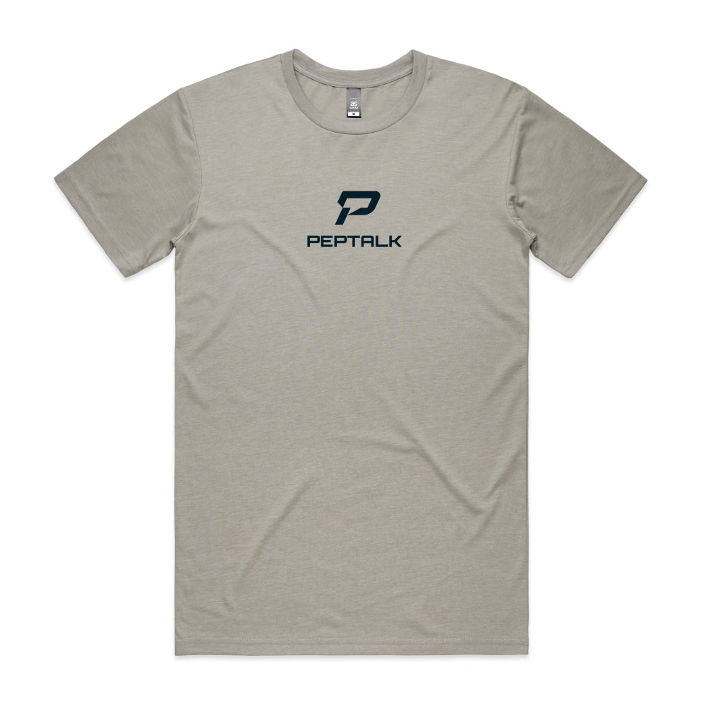 Light grey men's shirt with PepTalk portrait logo at the centre