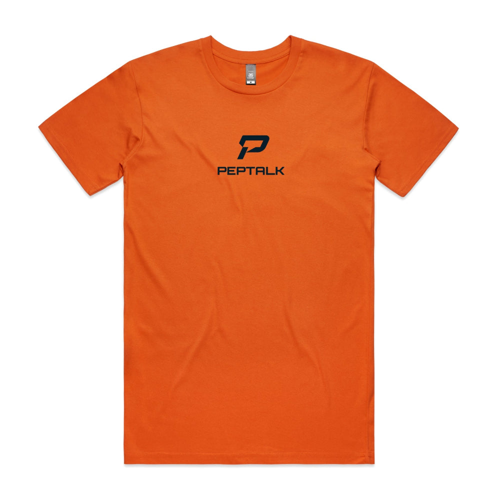 Orange men's shirt with PepTalk portrait logo at the centre