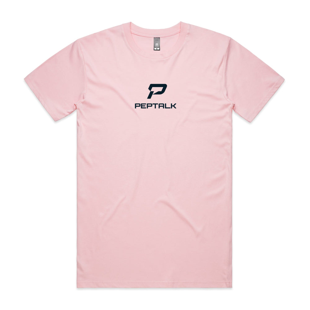 Pink men's shirt with PepTalk portrait logo at the centre