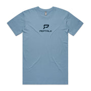 Carolina blue men's shirt with PepTalk portrait logo at the centre
