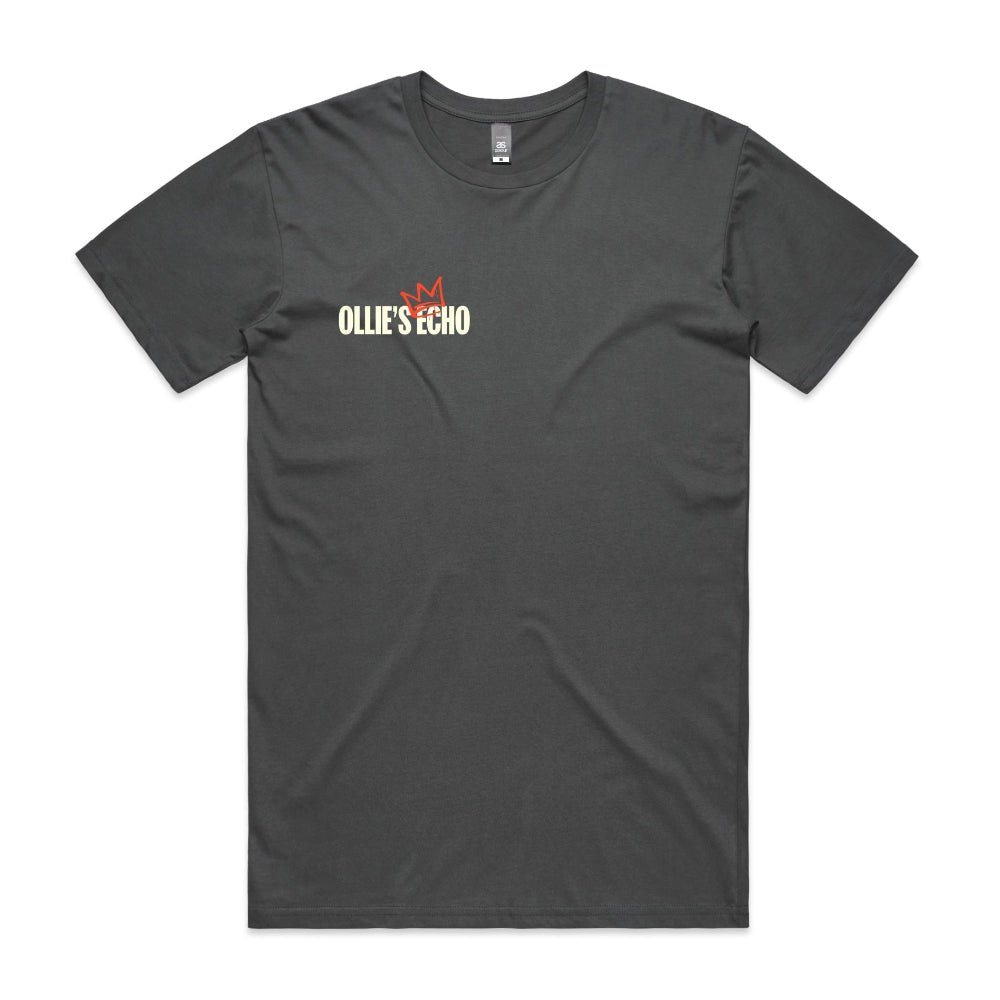 Charcoal men's shirt with Ollie's Echo logo at the front