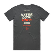 Charcoal men's shirt with Peptalk logo and "Kindness Starts with You" design at the back