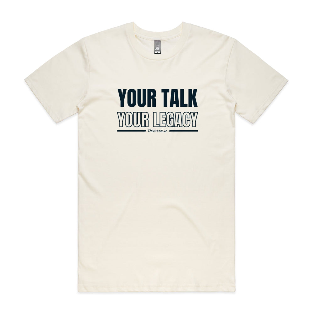 Natural colour men's shirt with Your Talk Your Legacy design