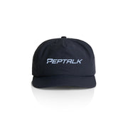 Navy surf cap with blue PepTalk logo on white background
