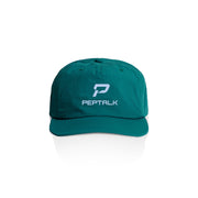 Atlantic colour surf cap with blue portrait PepTalk logo on white background