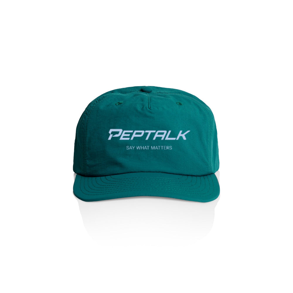 Atlantic colour surf cap with PepTalk logo and "Say What Matters" design on white background