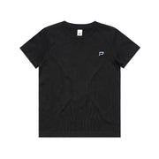 Black kid's shirt with PepTalk logomark