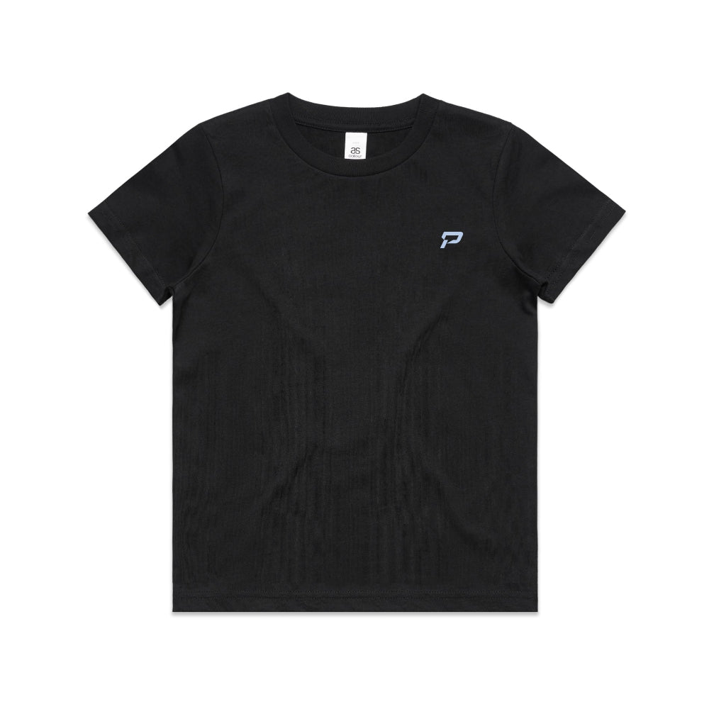 Black kid's shirt with PepTalk logomark